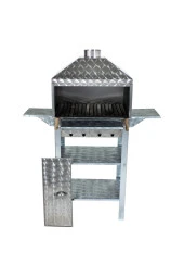 Mth-25 Lüx Davlumbazlı Kapaklı Bacalı Lama Izgaralı Mangal (2 Tekerlekli) thumbnail 3