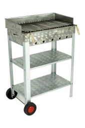 Battal Boy Pervazlı Lama Izgaralı Krom Mangal (2 Tekerlekli) Mth-227 thumbnail 1