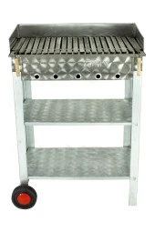 Battal Boy Pervazlı Lama Izgaralı Krom Mangal (2 Tekerlekli) Mth-227 thumbnail 2