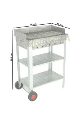 Battal Boy Pervazlı Lama Izgaralı Krom Mangal (2 Tekerlekli) Mth-227 thumbnail 3