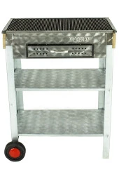 Battal Boy Çekmeceli Maltız Izgaralı Krom Mangal (2 Tekerlekli) Mth-253 thumbnail 2