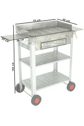 Battal Boy Çekmeceli Pervazlı Lama Izgaralı Kanatlı Krom Mangal (4 Tekerli) Mth-261 thumbnail 2