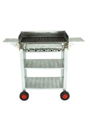 Battal Boy Pervazlı Kanatlı Maltız Izgaralı Lux Krom Mangal (4 Tekerlekli) Mth-238 thumbnail 3