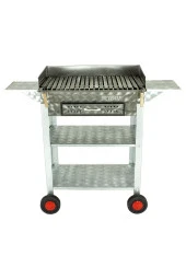 Battal Boy Çekmeceli Pervazlı Lama Izgaralı Kanatlı Krom Mangal (4 Tekerli) Mth-261 thumbnail 3