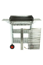 Battal Boy Pervazlı Kanatlı Lama Izgaralı Lux Krom Mangal (4 Tekerlekli) Mth-237 thumbnail 2