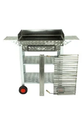 Battal Boy Çekmeceli Pervazlı Lama Izgaralı Kanatlı Krom Mangal (4 Tekerli) Mth-261 thumbnail 4