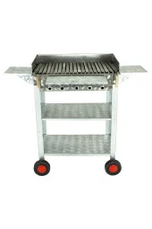 Battal Boy Pervazlı Kanatlı Lama Izgaralı Lux Krom Mangal (4 Tekerlekli) Mth-237 thumbnail 3