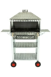 Davlumbazlı Bacalı Lama Izgaralı Çekmeceli Kanatlı Krom Mangal (4 Tekerlekli) Mth-273 thumbnail 4