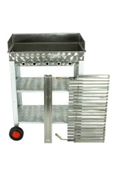 Battal Boy Pervazlı Lama Izgaralı Krom Mangal (2 Tekerlekli) Mth-227 thumbnail 4