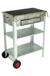 Battal Boy Çekmeceli Maltız Izgaralı Krom Mangal (2 Tekerlekli) Mth-253 thumbnail 4