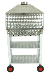 Davlumbazlı Bacalı Maltız Izgaralı Krom Mangal (4 Tekerlekli) Mth-244 thumbnail 3