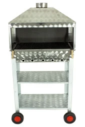 Davlumbazlı Bacalı Maltız Izgaralı Krom Mangal (4 Tekerlekli) Mth-244 thumbnail 4