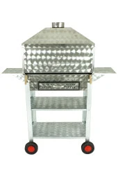 Davlumbazlı Bacalı Maltız Izgaralı Çekmeceli Kanatlı Krom Mangal (4 Tekerlekli) Mth-274 thumbnail 2