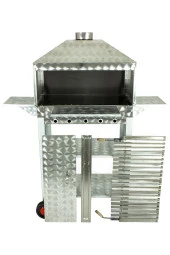 Davlumbazlı Bacalı Lama Izgaralı Kanatlı Lüx Krom Mangal (2 Tekerlekli) Mth-245 thumbnail 3