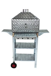 Mth-25 Lüx Davlumbazlı Kapaklı Bacalı Lama Izgaralı Mangal (2 Tekerlekli) thumbnail 2