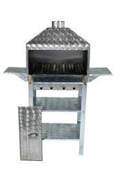 Mth-25 Lüx Davlumbazlı Kapaklı Bacalı Lama Izgaralı Mangal (2 Tekerlekli) thumbnail 3