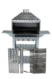 Mth-25 Lüx Davlumbazlı Kapaklı Bacalı Lama Izgaralı Mangal (2 Tekerlekli) thumbnail 4