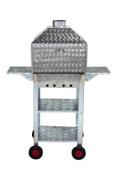 Mth-86 Davlumbazlı Bacalı Kanatlı Maltız Izgaralı Mangal (4 Tekerlekli) thumbnail 2