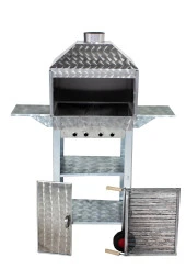 Mth-86 Davlumbazlı Bacalı Kanatlı Maltız Izgaralı Mangal (4 Tekerlekli) thumbnail 3