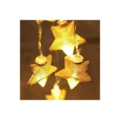 Nettenevime Yıldız Led Işık İp tipi Dekoratif Örgü Tel Gold Renk 10lu 200cm - 4