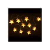 Nettenevime Yıldız Led Işık İp tipi Dekoratif Örgü Tel Gold Renk 10lu 200cm - 5