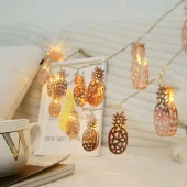 Nettenevime Ananas Sıralı Led Işık 10lu Dekoratif Lamba Gold Metal - 1