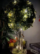 Nettenevime Led Işıklı Şimşir Top Yılbaşı Ağacı Tek Toplu 23cmx45cm Siyah Saksılı - 2