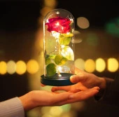 Nettenevime Faunus İçerisinde Işıklı Yapay Kırmızı Gül Ve 3 Fonksiyonlu Periled Kadına Sevgiliye Hediye - 4