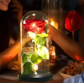 Nettenevime Faunus İçerisinde Işıklı Yapay Kırmızı Gül Ve 3 Fonksiyonlu Periled Kadına Sevgiliye Hediye - 5