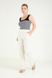 Kadın Paraşüt Pantolon Taş - 2