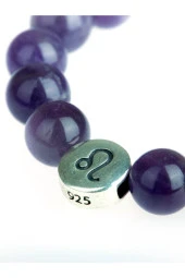 Ametist Doğal Taş Burç Sembollü Bileklik - 3