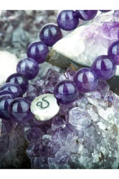 Ametist Doğal Taş Burç Sembollü Bileklik - 5