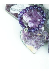 Ametist Doğal Taş Burç Sembollü Bileklik - 6