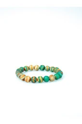 Tibet Akik Çizgi Detaylı Hematitli Yeşil Bileklik - 1