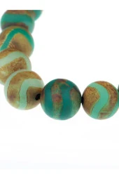 Tibet Akik Çizgi Detaylı Hematitli Yeşil Bileklik - 2