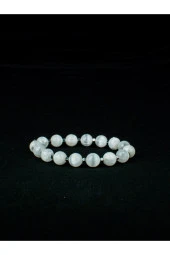 Selenit Doğal Taş Bileklik Gümüş Renk Hematitli - 1