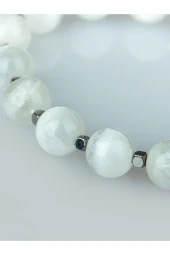 Selenit Doğal Taş Bileklik Gümüş Renk Hematitli - 2