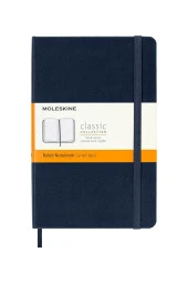 Klasik Koleksiyon Çizgili 11,5x18cm Medium Sert Kapak Not Defteri Safir Mavisi - 1