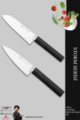 Lazbisa Storm Serisi Mutfak Bıçak Seti Et Ekmek Sebze Şef Bıçağı 2 Li Set ( Mft-254) thumbnail 1