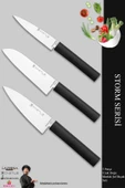 Lazbisa Storm Serisi Mutfak Bıçak Seti Et Ekmek Sebze Şef Bıçağı 3 Lü Set ( Mft-856) thumbnail 1