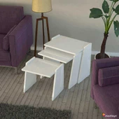 MODİLAYN VİVA Zigon Sehpa Takımı High Gloss -BEYAZ - 1