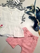 Kız Bebek Yazlık Müslin Kumaş Alt Üst Takım Yazlık Hediyelik - 3