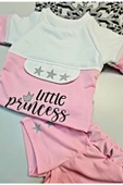 Yazlık Mini Şort Kısa Kol Kız Bebek Takım Little Princess Pembe - 2