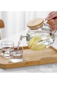 Bambu Kapaklı Borosilikat Cam Demlik 1000ml Royaleks-CM-2000 - 3