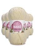5 Adet Cotton Lüks Yelek Tunik Kazak Bluz Hırka İpi Yünü Açık Bej 97543 - 1