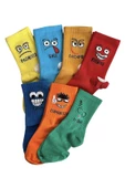 Haftanın 7 Günü Özel Emoji Basklılı Eğlenceli Tenis Kolej Çorap Kutulu Unisex - Royaleks - 1
