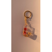 J Harfi Şeffaf Epoksi Gerçek Kurutulmuş Gül Yaprağı Gold Varak Halka Anahtarlık El Yapımı Hediyelik thumbnail 1