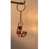 J Harfi Şeffaf Epoksi Gerçek Kurutulmuş Gül Yaprağı Gold Varak Halka Anahtarlık El Yapımı Hediyelik thumbnail 7