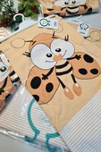Pudra %100 Pamuk Bebek Battaniyesi Çift Kat İnterlok Penye 85x80 cm - 2