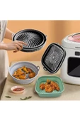 Katlanabilir Silikon Yanmaz - Yıkanabilir Kare Airfryer Kalıbı 21 Cm - 3